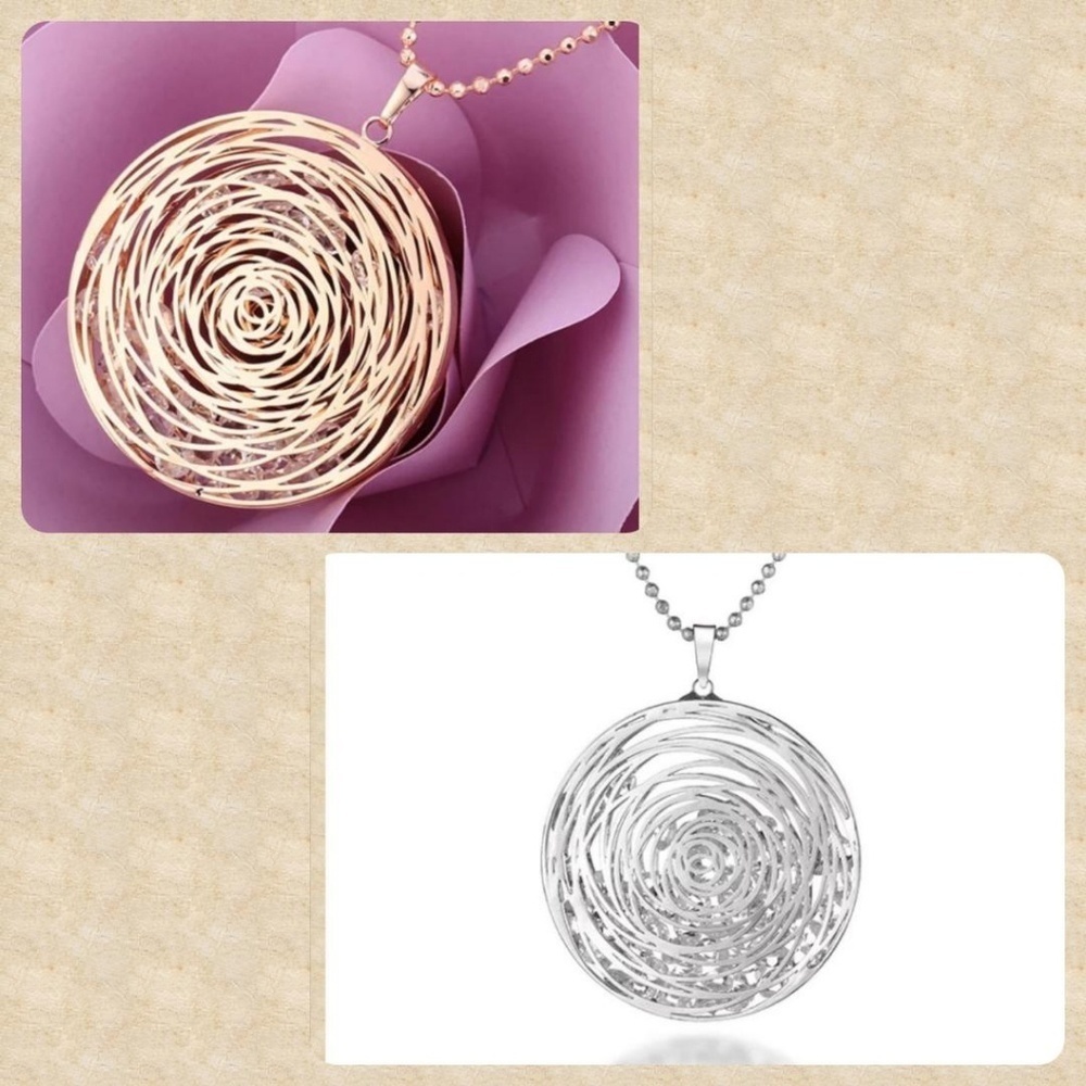 Crystal Charm Filled Circle Pendants on Chain